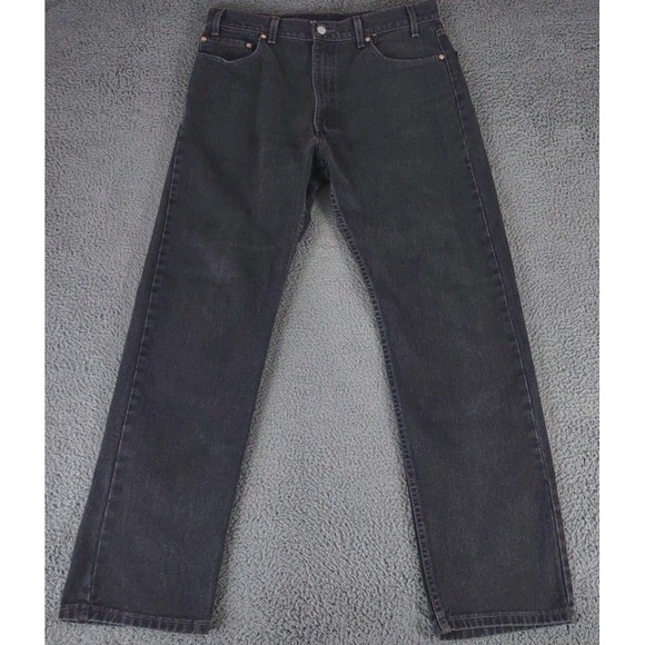 VTG Levi's 505 Jeans Mens 36x32 Black Regular Fit Straight Leg USA‎ Red Tab - Picture 1 of 11